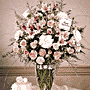Vase arrangement with Alstroemeria, Carnations, Roses and Monte Casino
