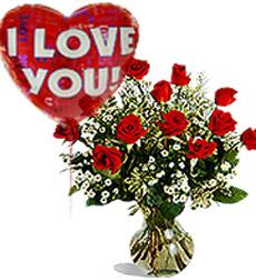 Dozen Roses With Mylar